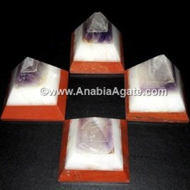 Amethyst, Snow Quartz & Red Jasper Gemstone Bonded Baby Pyramid