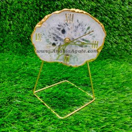 Handcrafted Agate Coaster Watch with Metal Stand | Stylish Home Decor