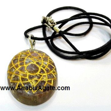 Amethyst Chakra Engraved Orgone Oval Pendant With Cord
