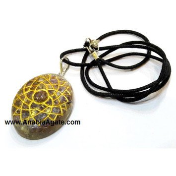 Amethyst Chakra Engraved Orgone Oval Pendant With Cord