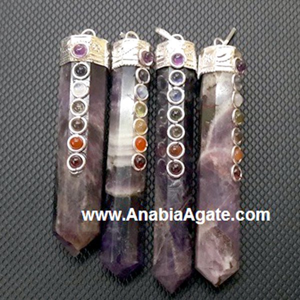 Amethyst Chakra Pencil Pendant - Balance and Healing Jewelry