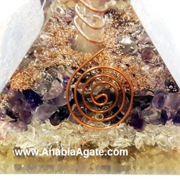 Amethyst, Crystal Quartz Orgone Pyramid With Crystal Quartz Point