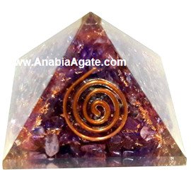 Amethyst Orgone Dyed Pyramid - Healing Energy & Crystal Decor