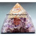 Amethyst Rough Chips Orgone Pyramid with Copper Coil - Healing Energy