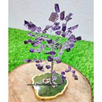 Amethyst Tree With Coaster Base - Handcrafted Crystal Home Decor
