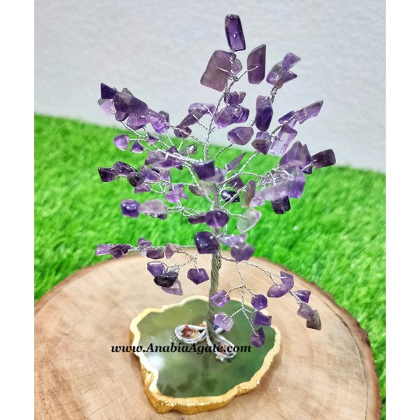 Amethyst Tree With Coaster Base - Handcrafted Crystal Home Decor