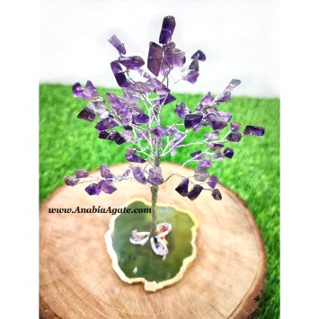 Amethyst Tree With Coaster Base - Handcrafted Crystal Home Decor