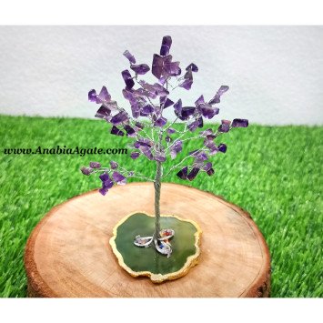Amethyst Tree With Coaster Base - Handcrafted Crystal Home Decor
