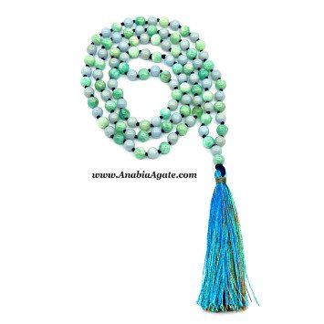 Angelite & Amazonite Beads Japa Mala - Handmade Meditation Beads