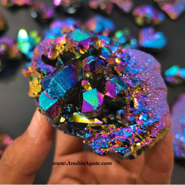 Titanium Aura Quartz Cluster Stone - Natural Healing Crystal for Energy and Protection