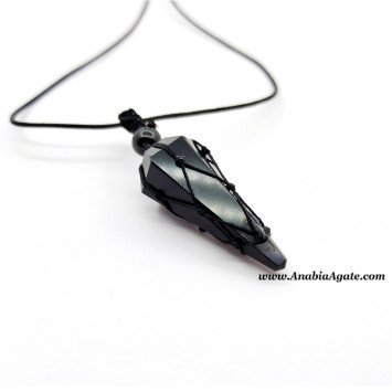 Black Obsidian Six Faceted Netted Necklace