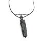Black Tourmaline Netted Necklace - 1 to 2 Inch Tower Pendant