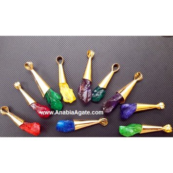 Beautiful Mix Color Dyed Raw Pendant - Handcrafted Jewelry