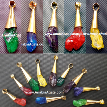 Beautiful Mix Color Dyed Raw Pendant - Handcrafted Jewelry