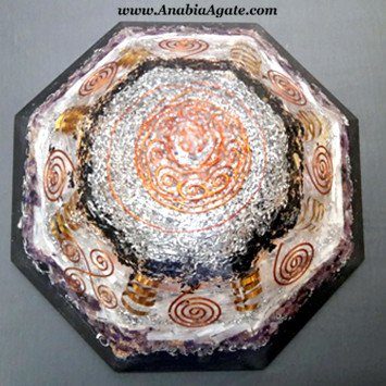 Big Octagonal Orgone Pyramid (Black Tourmaline, Selenite, Amethyst)
