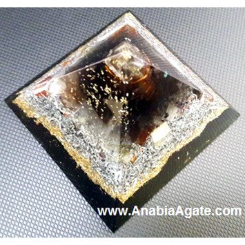Black Color Orgone Pyramid With Wire Wrapped Crystal Quartz Point
