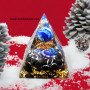 Black Obsidian Orgone Pyramid with Lapis Lazuli Sphere