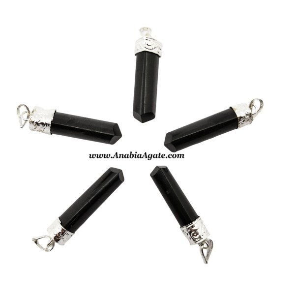 Black Tourmaline Pencil Pendants - Natural Crystal Jewelry