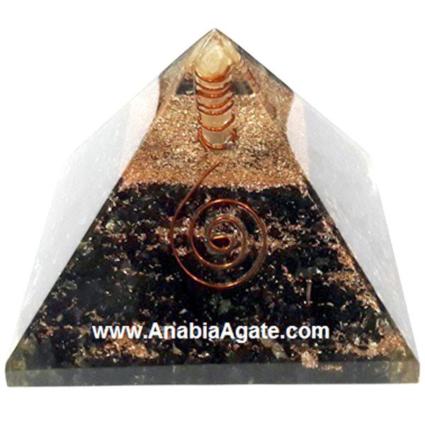 Black Tourmaline Orgone Pyramid with Crystal Point | Energy Healing Tool