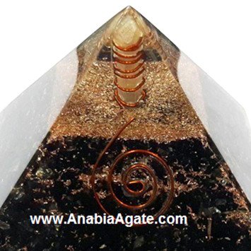 Black Tourmaline Orgone Pyramid with Crystal Point | Energy Healing Tool
