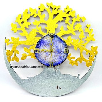 Blue Onyx Coaster Plated Clock | Elegant Home Decor Accessory