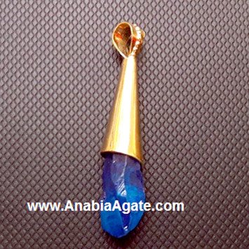 Blue Color Dyed Raw Pendant - Unique Handcrafted Jewelry