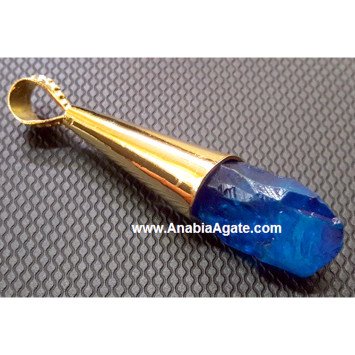 Blue Color Dyed Raw Pendant - Unique Handcrafted Jewelry