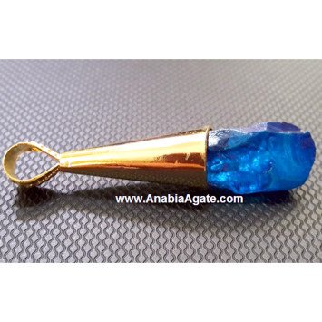 Blue Color Dyed Raw Pendant - Unique Handcrafted Jewelry