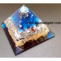 Blue Orgone Pyramid with Wire Wrapped Crystal Quartz Point - Energetic Healing & Meditation