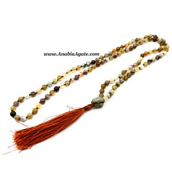 Botswana Agate Japa Mala - Handcrafted Spiritual Meditation Beads