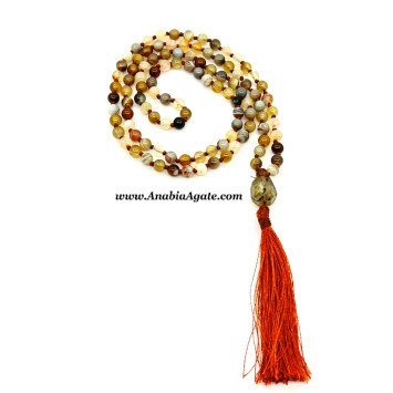 Botswana Agate Japa Mala - Handcrafted Spiritual Meditation Beads