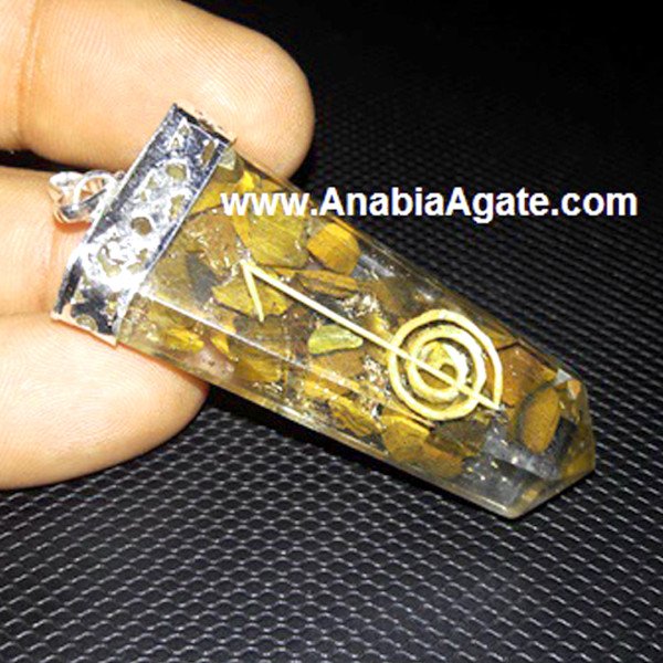 Camel Agate Flat Stick Cho Ku Rei Reiki Orgone Pendant