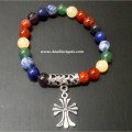 Chakra Beads Bracelet with Holy Cross Charm | Balance Your Energy Centers