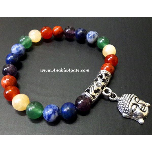 Chakra Bracelet with Buddha Charm – Balance Your Energy and Manifest Peace