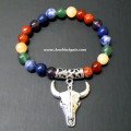 Chakra Bracelet with Bull Head Charm | Energize Your Style