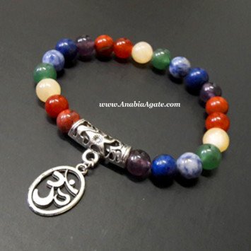 Chakra Bracelet with Om Charm - Balance Your Energies | Anabia Agate