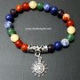 Seven Chakra Bracelet with Sun Charm - Balance Your Energy