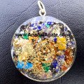 Chakra Stones Round Orgone Pendant