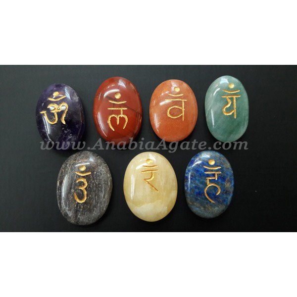 Chakra Sanskrit Engraved Oval Set - Balancing Energy Stones