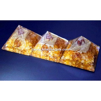 Citrine Orgone Pyramid with Crystal Quartz Point - Energy Healing Crystal