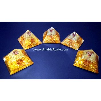 Citrine Orgone Pyramid with Crystal Quartz Point - Energy Healing Crystal