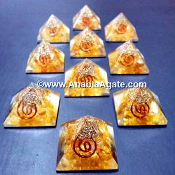 Citrine Quartz Orgone Baby Pyramid - Natural Energy Cleansing and Balancing