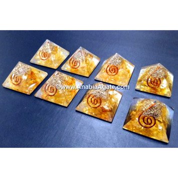Citrine Quartz Orgone Baby Pyramid - Natural Energy Cleansing and Balancing