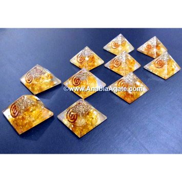 Citrine Quartz Orgone Baby Pyramid - Natural Energy Cleansing and Balancing