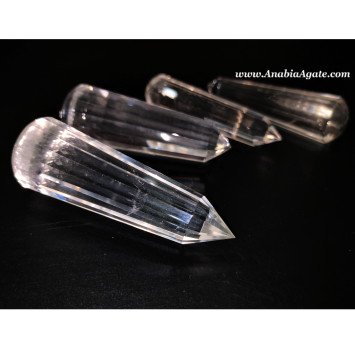 AA-Grade Clear Crystal Quartz 16 Faceted Massage Wands - Healing Crystals for Massage Therapy