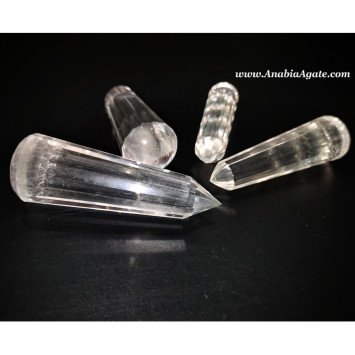 AA-Grade Clear Crystal Quartz 16 Faceted Massage Wands - Healing Crystals for Massage Therapy