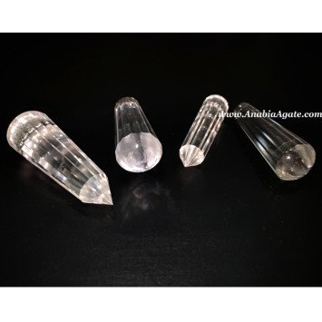 AA-Grade Clear Crystal Quartz 16 Faceted Massage Wands - Healing Crystals for Massage Therapy