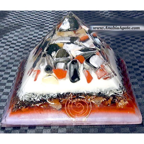 Color Layered Mix Gemstone Tumble Orgone Pyramid