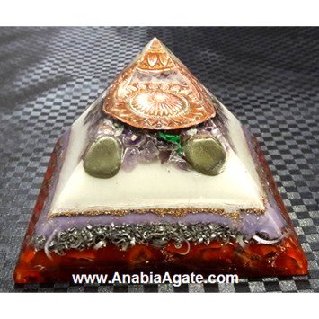 Color Layered Orgone Pyramid With Copper Flower Of Life (80-85 mm)