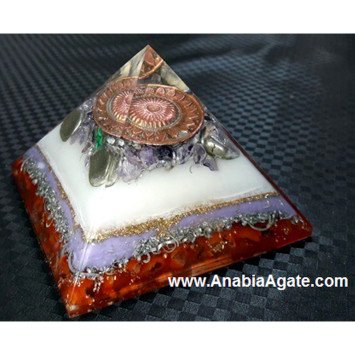 Color Layered Orgone Pyramid With Copper Flower Of Life (80-85 mm)